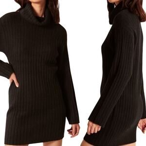 Abercrombie & Fitch Turtleneck Sweater Dress Easy Fitting Mini Black Small Tall